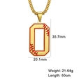 Pendentif baseball chiffre 0 doré avec coutures rouges, dimensions 35,7 mm par 20,1 mm - Chiffre 0 / Or