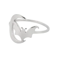 Anello vintage in acciaio inossidabile con pipistrello e mezzaluna in stile gotico - US 7 / Colore acciaio