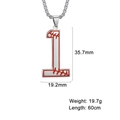 Pendentif baseball numéro 1 argenté avec coutures rouges et chaîne pour hommes - Chiffre 1 / Acier