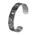 Bracciale magnetico vichingo da uomo in argento con albero della vita e motivi nordici - Nero (Magnetico)