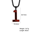 Collier punk noir avec pendentif numéro 1 de baseball, chaîne perlée et dimensions - Chiffre 1 / Noir