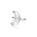 Elegant stainless steel moon ring with hollow celtic knot and pet paw print design - Steel