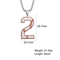 Pendentif baseball numéro 2 en argent avec coutures rouges et détails de dimension - Chiffre 2 / Acier