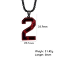 Pendentif chiffre 2 style punk avec design de couture de baseball noir rouge - Chiffre 2 / Noir