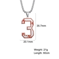 Collier baseball chiffre 3 punk argenté avec coutures rouges sur chaîne box - Chiffre 3 / Acier