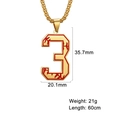 Pendentif numéro 3 baseball doré avec coutures rouges et chaîne à mailles carrées - Chiffre 3 / Or