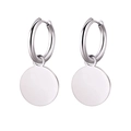 Orecchini a cerchio minimalisti in acciaio inossidabile argento con dischi lucidi - Colore acciaio