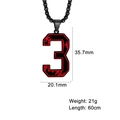 Collier avec pendentif chiffre 3 noir et rouge et chaîne de 60cm de long - Chiffre 3 / Noir