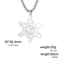 Collier hip hop hexagramme avec pendentif œil maléfique en acier inoxydable argenté - Acier