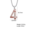 Pendentif baseball numéro 4 en argent avec coutures rouges et détails de taille - Chiffre 4 / Acier