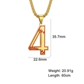Collier avec pendentif chiffre 4 doré, motif couture de baseball et chaîne box - Chiffre 4 / Or