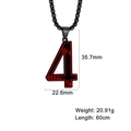 Collier punk avec pendentif numéro 4 en noir et rouge et chaîne métallique de 60cm - Chiffre 4 / Noir