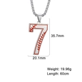 Pendentif numéro 7 style baseball argenté avec détails de couture et chaîne box - Chiffre 7 / Acier