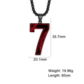 Collier pendentif numéro 7 style punk avec coutures baseball rouges et chaîne noire - Chiffre 7 / Noir