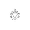 Polished stainless steel 18K gold plated yoga chakra pendant necklace charm on white background - Silver