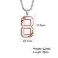 Collier punk numéro 8 motif baseball en argent avec détails de coutures rouges - Chiffre 8 / Acier