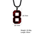 Collier pendentif chiffre 8 noir style urbain avec détails de couture rouges - Chiffre 8 / Noir