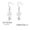 Boucles d'oreilles fleurs en acier argenté avec pétales violets et détails de feuilles - Narcisse / Acier