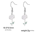 Boucles d'oreilles marguerites en acier inoxydable avec émail blanc et vert - Chrysanthème / Acier