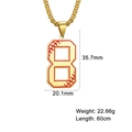 Collier en acier inoxydable doré avec pendentif numéro 8 style baseball - Chiffre 8 / Or