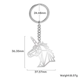 Porte-clés licorne en acier inoxydable avec design géométrique aux lignes épurées - Argenté