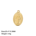 Ovaler goldener Edelstahlanhänger der Jungfrau Maria mit religiöser Inschrift - Nur Anhänger (ohne Kette) (Stil 1) / Gold