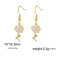 Boucles d'oreilles en acier doré avec pendentifs fleurs en émail violet pour femme - Coquelicot / Or