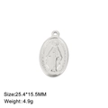 Ovaler Maria-Anhänger aus 304 Edelstahl mit geprägter religiöser Heiligenfigur - Nur Anhänger (ohne Kette) (Stil 1) / Stahlfarben