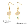 Boucles d'oreilles fleur de marguerite dorées avec pétales mauves en émail - Marguerite / Or