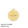 Gold stainless steel round star pendant 18.8x16.6mm for DIY jewelry making necklaces - Star Disc / Gold