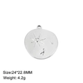 Star engraved 18K gold stainless steel celestial pendant 24x22.8mm for DIY jewelry - Irregular Round Star / Steel