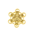 Pendentif cube de Métatron en acier doré avec design creux de géométrie sacrée - Or