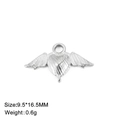 Pendentif cœur avec ailes d'ange en acier inoxydable poli de 9,5 x 16,5 mm - Ange avec Coeur / Acier