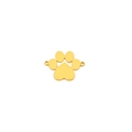 Polished gold stainless steel heart paw print pendant with dual connectors for jewelry - Gold