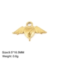 Pendentif cœur avec ailes doré et anneau fixe, dimensions 9.5x16.5mm pour bijoux - Ange avec Coeur / Or