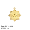 Detailed view of vintage gold star pendant with 16.6x14.6mm dimensions and 1.3g weight - Convex Eight-Pointed Star / Gold