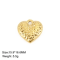 Détail du pendentif cœur en acier 304 avec finition martelée dorée et dimensions - Hammered Heart / Or
