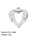 Pendentif cœur en acier inoxydable argenté avec texture plume 22,5x21,1mm - Textured Heart / Acier