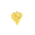 Detail of a golden heart pendant with unique hammered texture and top bail - Gold
