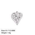Pendentif cœur minimaliste en acier inoxydable avec texture lave argentée, taille 15mm - Etched Texture Heart / Acier