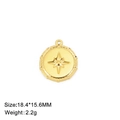 Vue détaillée d'un pendentif étoile ronde dorée avec dimensions 18,4x15,6mm et poids 2,2g - Doré