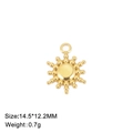 Golden 304 stainless steel starburst pendant with polished center for DIY jewelry - Bead Sun / Gold