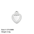 Pendentif cœur en acier inoxydable avec bord perlé, finition argent, 11,5x8,9mm, 0,8g - Beaded Heart / Acier