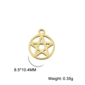 Macro shot of gold hollow pentagram pendant showing 8.5x10.4mm dimensions and weight - Gold