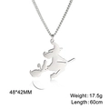 Ciondolo strega e gatto in acciaio inossidabile argento con catena da 60cm - Con catena / Argento