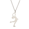 Gepolijste stalen ketting met een elegante hanger in de vorm van een kunstschaatsster - Staalkleur