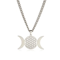 Collar de acero inoxidable con Diosa de la Triple Luna y Flor de la Vida plata - Color acero