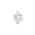 Close-up of a polished 304 stainless steel monstera leaf pendant for DIY jewelry making - Steel