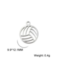 Hollow stainless steel volleyball charm pendant for jewelry making, 9.9x12.1mm size - Steel