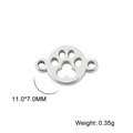 Polished stainless steel 11x7mm paw print charm with double holes for DIY jewelry - Steel